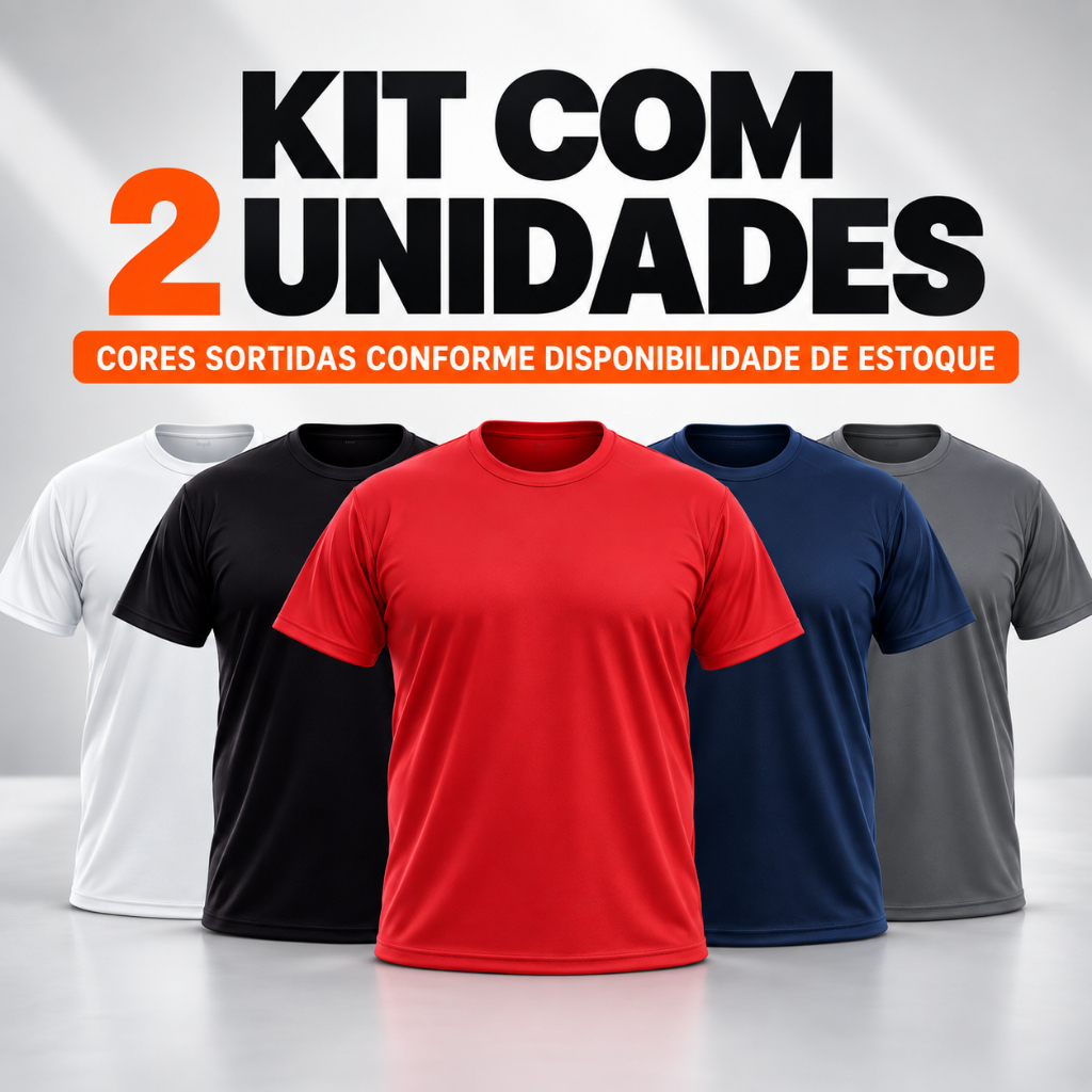 Kit 2 Camisetas Camisa Plus Size Masculino Lisa Básico Esportes Caminhada Academia Treino