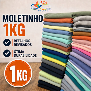1kg Retalhos Moletinho, Moletom Careca Lisos