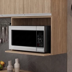 Suporte Microondas e Forno Elétrico Aéreo 60cm Itália Castanho - Lumil