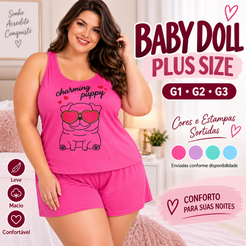 Babydoll Plus Size, Pijama Feminino plus size G1 G2 G3 Verão Dormir Conforto Novidade |04PL| Lançamento