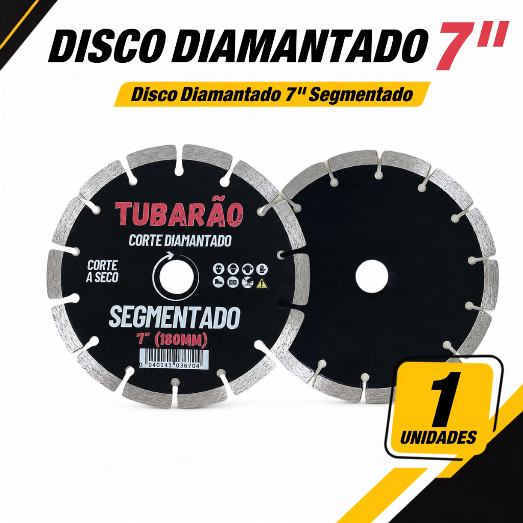 Disco Diamantado 7 Polegadas Segmentado 180mm Tubarão