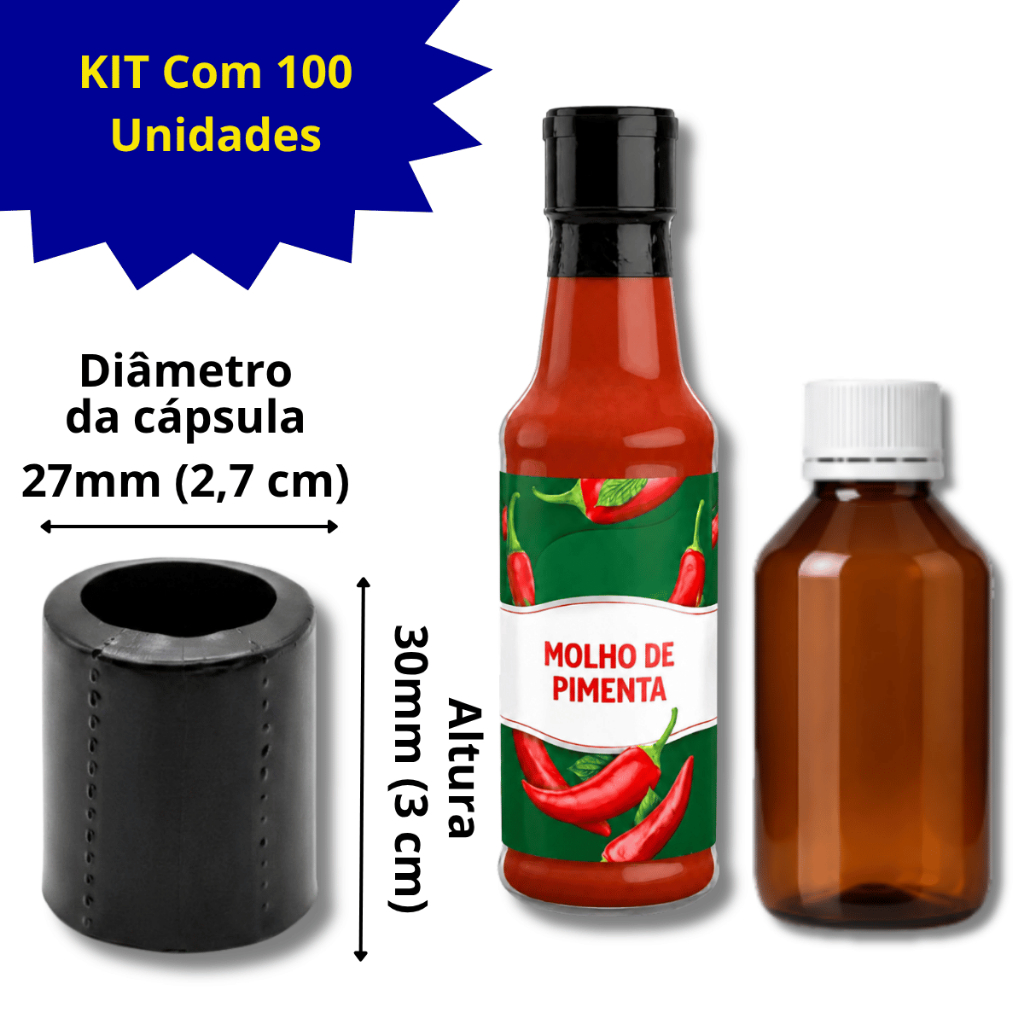 Kit 100 Cápsulas Abertas em PVC Termoencolhível 27mm X 30mm