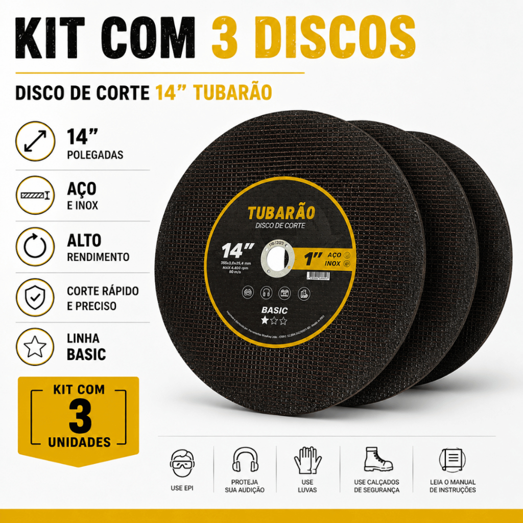 3x Disco De Corte 14 Polegadas Policorte - Tubarao