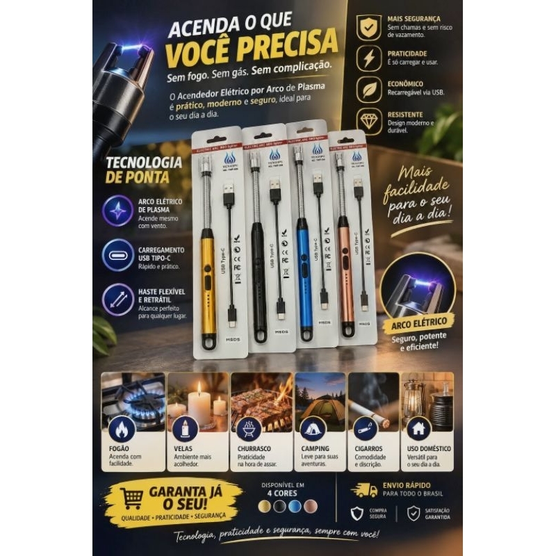 Acendedor elétrico, plasma, acende vela,churrasqueira , rechaud, fogão, com cabo,usb. PRETO, DOURADO, AZUL,ROSÊ,VERMELHO
