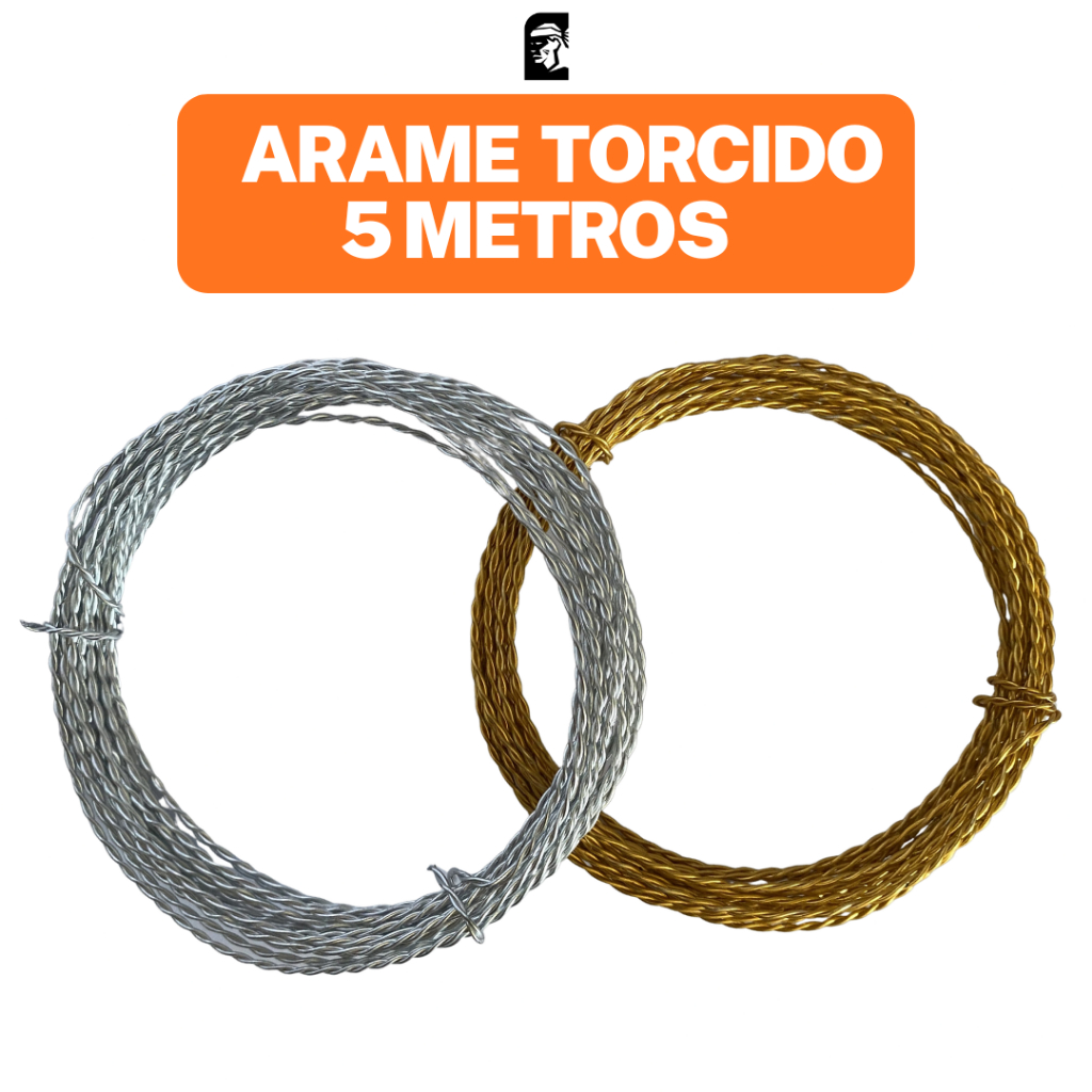 Arame Torcido Metálico 5 Metros Ouro/Prata – Ideal p/ Artesanato e Flores