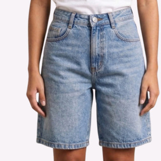 Bermudinha Jeans Feminina  Marmorizado Seu Brilho Moda Jeans