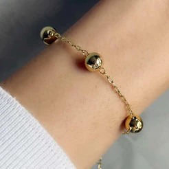 Pulseira 4 Bolas 8mm Feminina Folheada