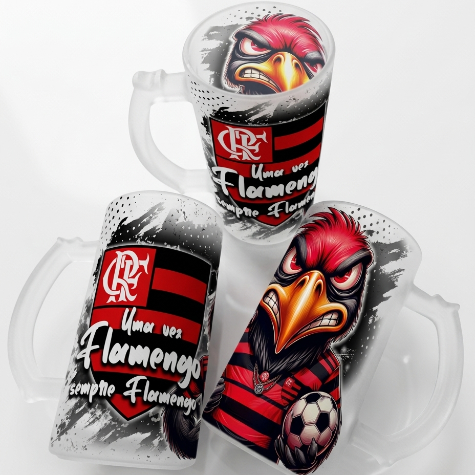 Caneca de Chopp Cerveja Times  Personalizada VIDRO JATEADO FOSCO 475ml