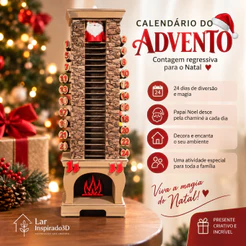 CALENDÁRIO DO ADVENTO 🎄 24 dias de contagem para o Natal Papai Noel desce pela chaminé a cada dia