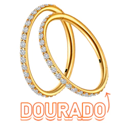 Piercing Argola Click com Zircônia em Aço Cirúrgico, Orelha, Nariz e Septo, Dourado