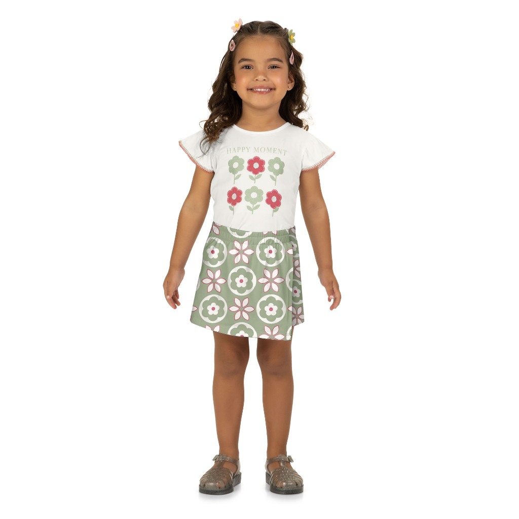 Conjunto Infantil Feminino Floral Short+saia Kyly - Ref. 1002291