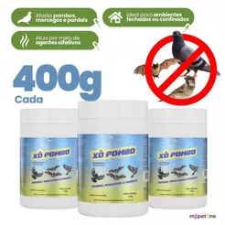 Kit 3 Xô Pombo Pastilha Repelente Pombos, Morcegos, Pardal - 400 g