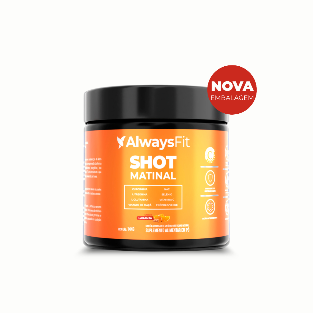 Shot Matinal Sabor Laranja AlwaysFit - Curcumina, Glutamina, NAC, Vitamina C, Zinco e Selênio - 144 g
