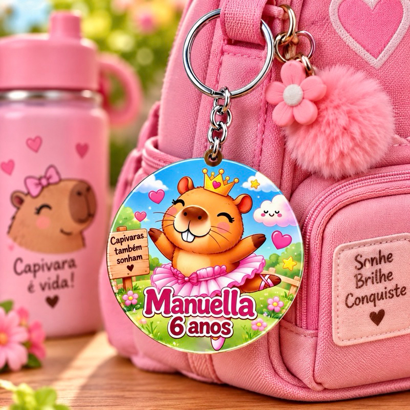 Kit Chaveiro PERSONALIZADO CAPIVARA ADESIVADO, para escola, decoração, festa, lembrancinhas em MDF