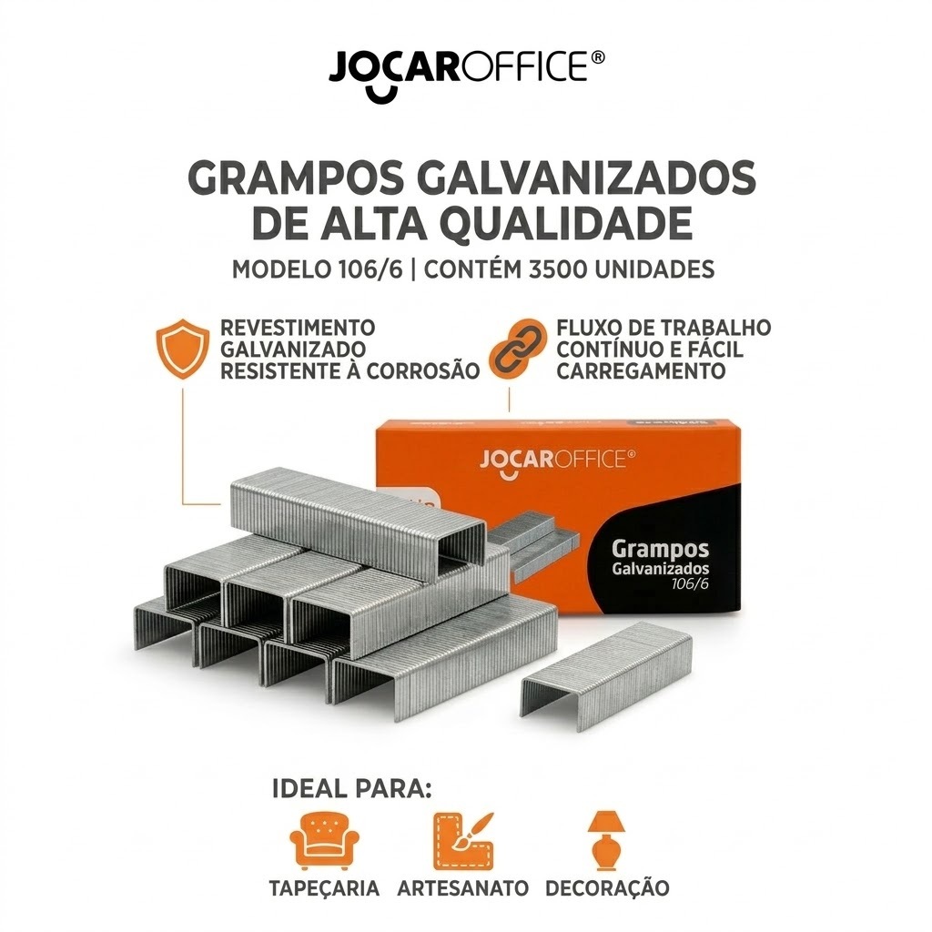Grampo Galvanizado Linha 106 Para Grampeador 106/6 106/8 Caixa