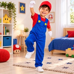 Fantasia Luigi Mario Broz Festa Infantil Macacão Menino Halloween Carnaval Dia das Crianças Boné