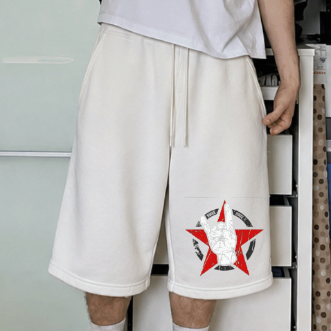 Bermuda Baggy Moletom Masculina Estampada Oversized Streetwear Shorts Larga Algodão Premium Casual Cintura Média Com Bol