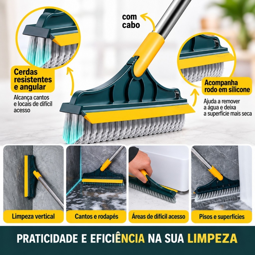 Vassoura Forte Cerda Dura Esfregão Mop Angular Verde Amarelo Escova Para Limpeza De Rejunte Pisos Calçadas Banheiro