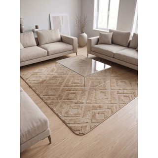 Tapete Sala Quarto Alto Relevo 3D Aveludado 1,45x1,95 Mt Antiderrapante Grande