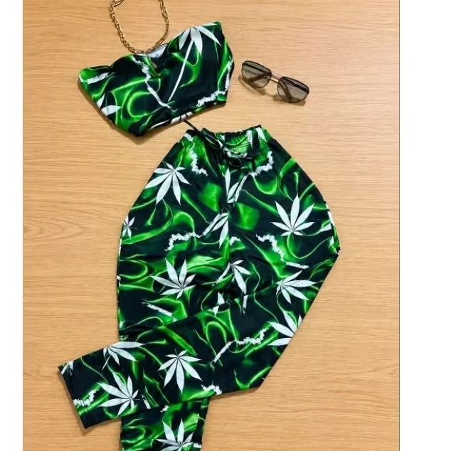 conjunto cropped e calça erva mandrake