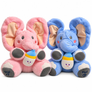 Elefante Pelucia Musical Interativo Bebê com Gravação de Voz Sensorial Educativo que Mexe as Orelhas e Toca Músicas