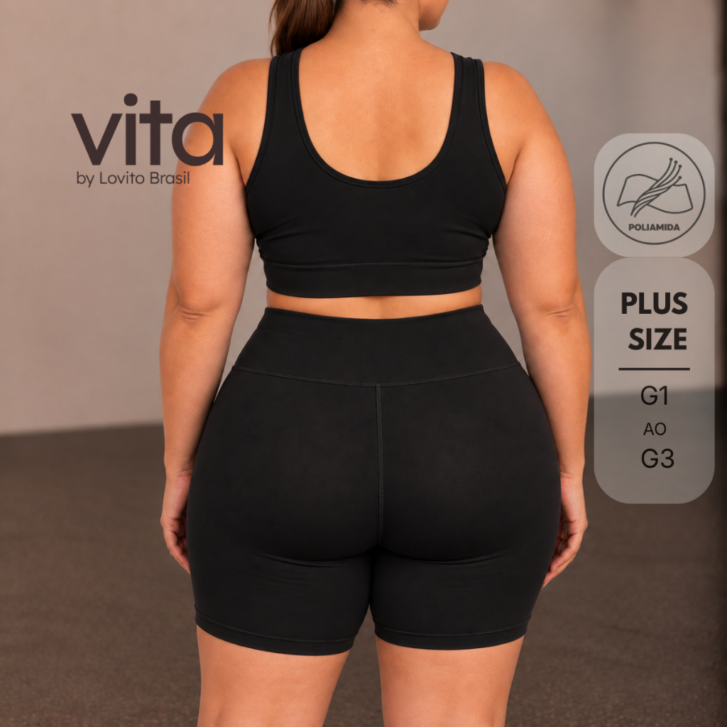 Lovito Vita Bermuda Esportiva Feminina com Cós Largo Plus Size SSB23642394 · foto 2