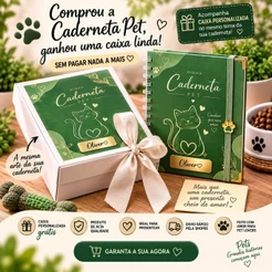 Caderneta Pet Premium Personalizada com Nome e Caixa | Saúde, Vacinas e Memórias para Cães e Gatos