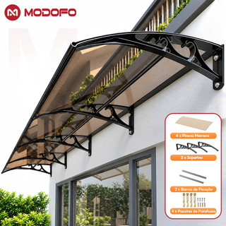 Toldo Policarbonato Desmontável com Proteção UV para Portas Janelas Varandas e Área Externa MODOFO