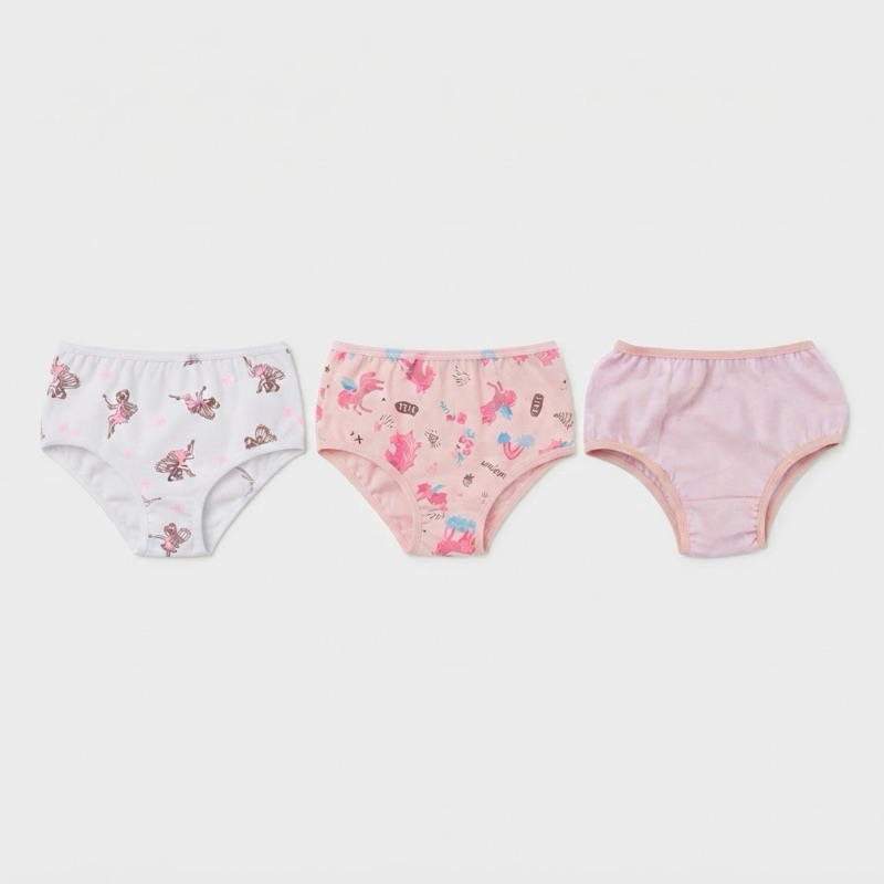 KIT 3, 6 e 9 Calcinha Feminina Tanga Infantil Juvenil Algodão Macio Ajuste Perfeito Cores Estampas Sortidas