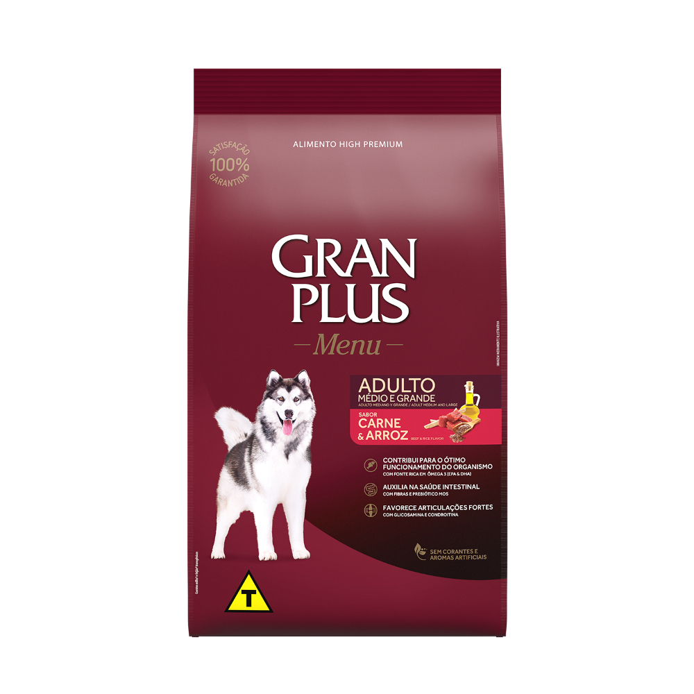 Racao Gran Plus Caes Menu Adultos Carne E Arroz 15kg