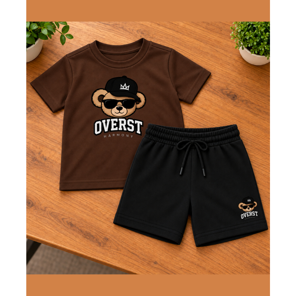 CONJUNTO INFANTIL MASCULINO 2 PEÇAS CAMISETA BÁSICA + BERMUDA MOLETINHO CONFORTÁVEL MODERNO ESTILOSO
