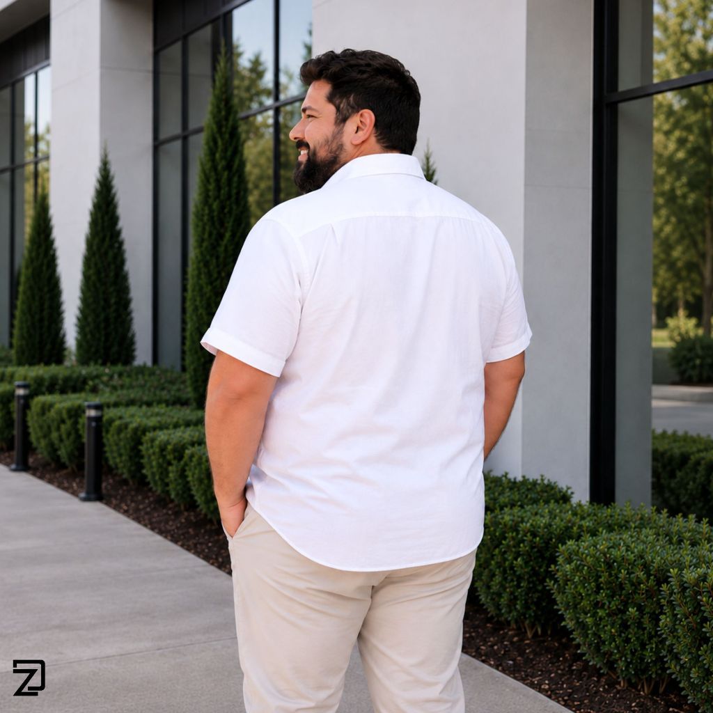 Camisa Social Plus Size Masculina Manga Curta — imagem 2 de 2
