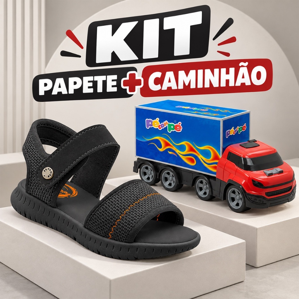 Sandália Papete Infantil Menino Leve Macia Confortável + Kit