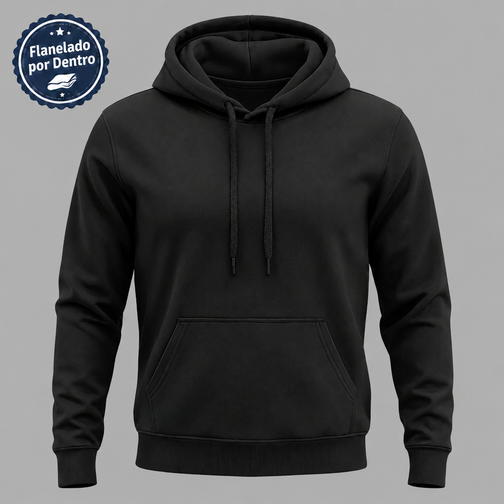 Blusa Moletom Canguru Masculino Feminino Frio Liso Algodão Agasalho Capuz Flanelado Confortável