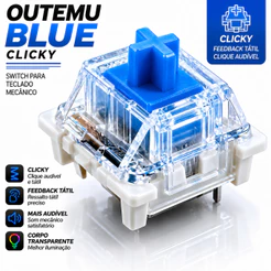 Kit Switch Blue para Teclado Mecânico Outemu Padrão MX Azul Clicky Reposição Hot Swap