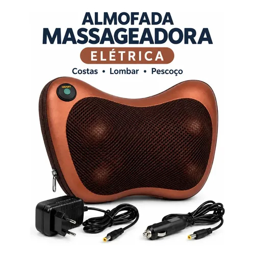 Almofada Massageador Elétrico Shiatsu Costas Lombar Pescoço