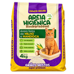 Areia Higiênica Biodegradável Espaço do Bicho Grãos Mistos 8kg – Milho e Mandioca (100% Natural)