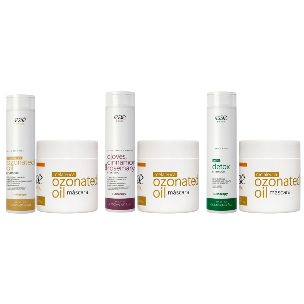 Kit Shampoo 300ml Terapia Ozonizada Eaê Brazil + Mascara Melaleuca 500g Anticaspa Dermatite Capilar