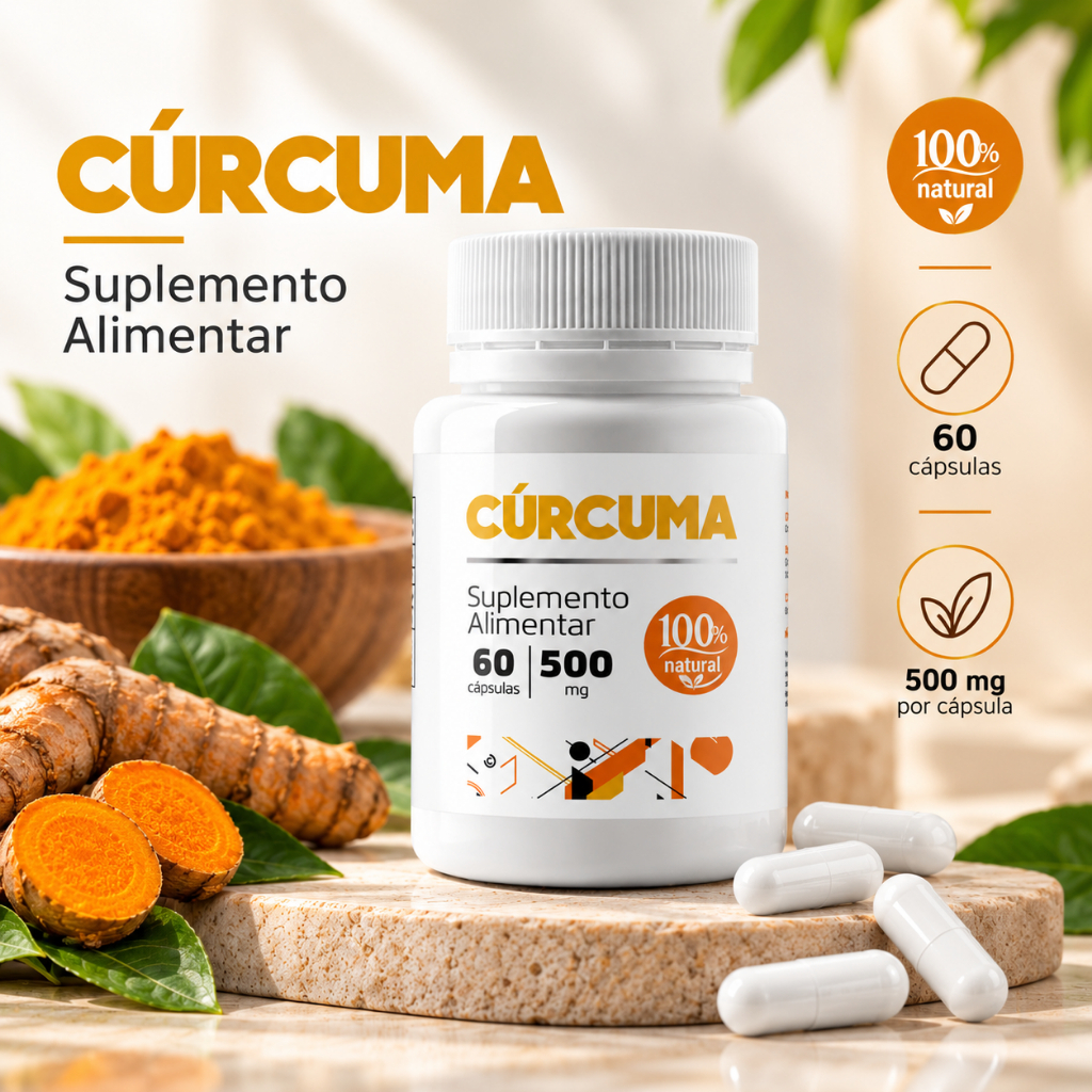 Cúrcuma Longa - Açafrão 60 Cápsulas 500mg  Envio Imediato