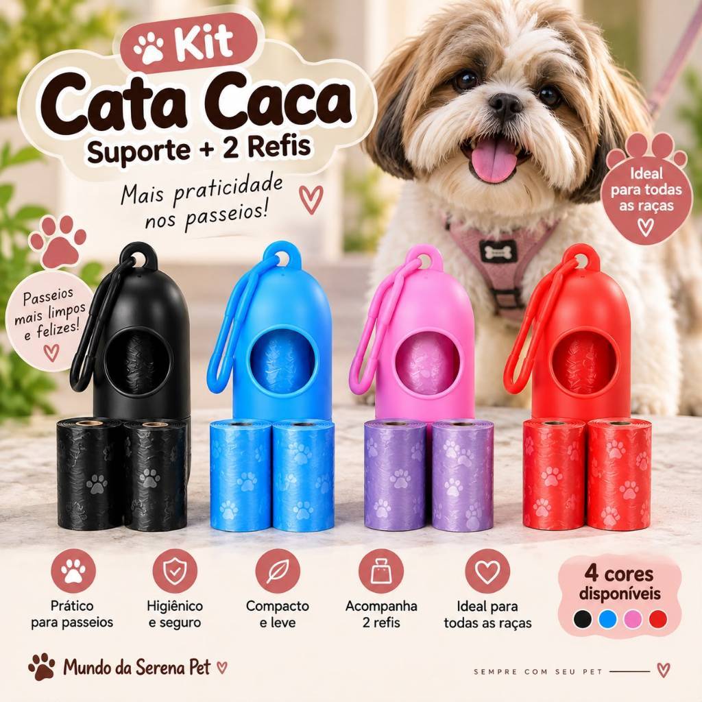 Kit Suporte Cata Caca + 2 Refis Sacola