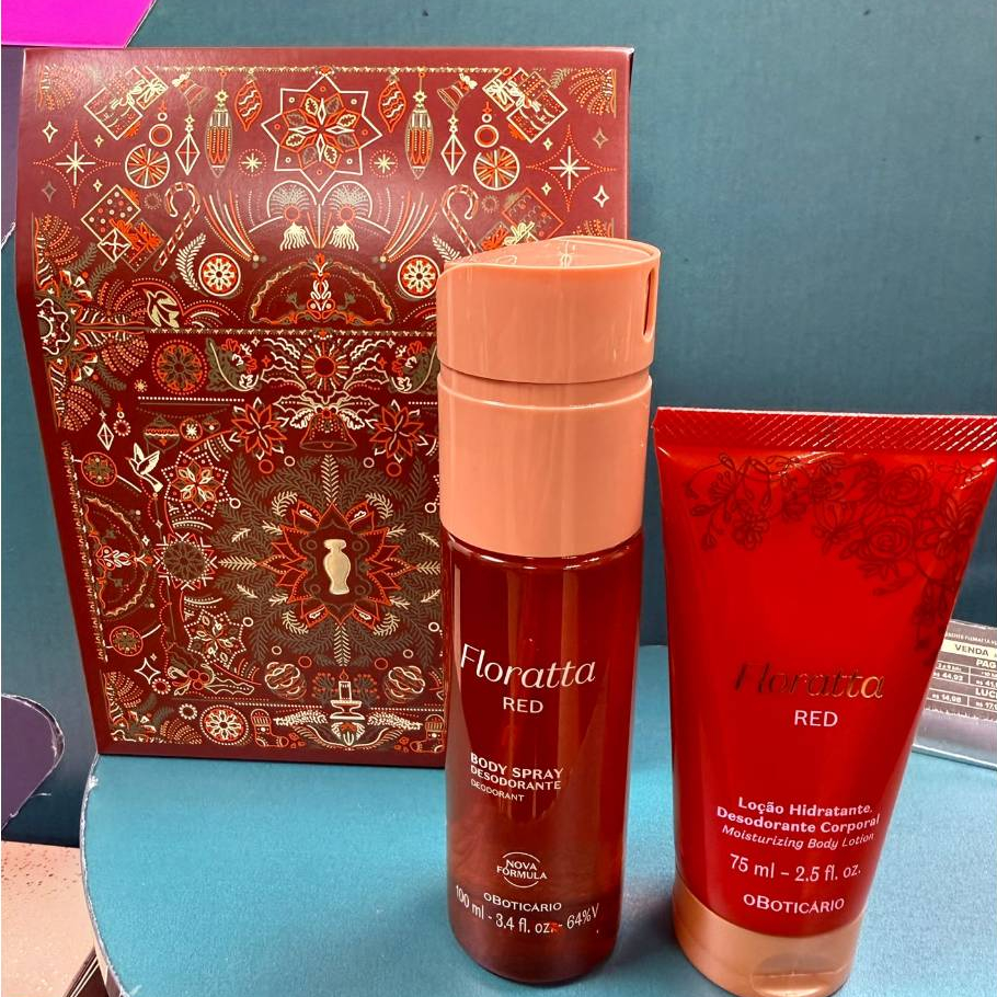 Kit Presente Floratta Red: Spray Corporal + Hidratante Corporal (Acompanha Sacola)