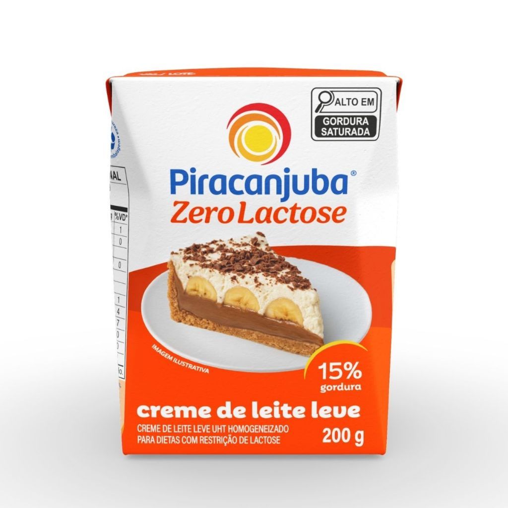 Pack 12un Creme de Leite Leve Zero Lactose Piracanjuba 200g — imagem 2 de 2