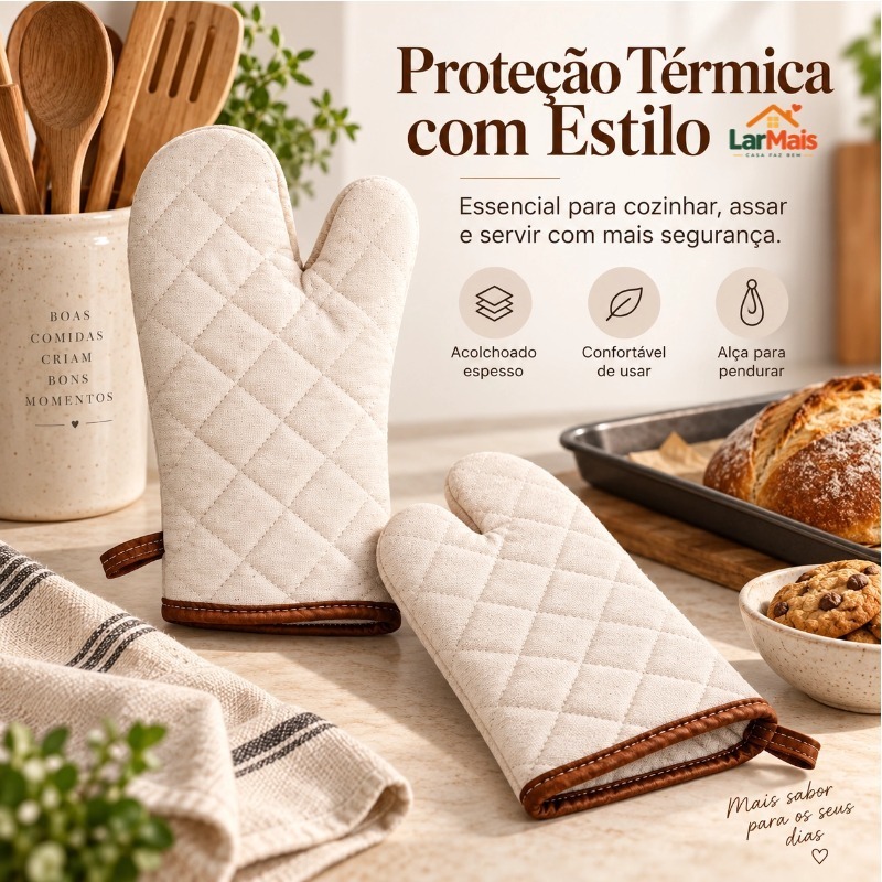 Luva térmica, adequada para forno, antiderrapante, resistente a temperaturas de até 230°C, ideal para cozinha, air fryer