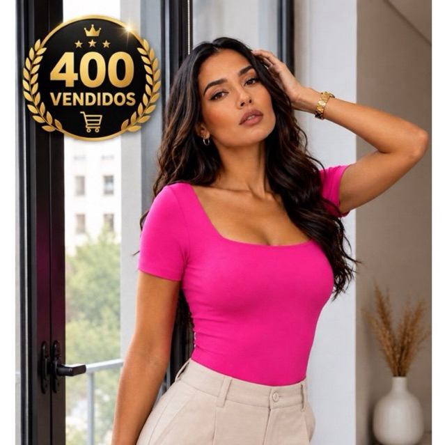 Body Feminino Manga Curta Bori Gola Quadrada Casual tendência Suplex Inverno