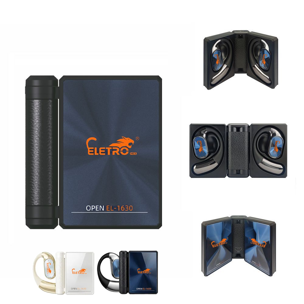 Eletromex 1630 Fones de ouvido com Bluetooth 6.0, design de condução óssea aberta, bateria de alta capacidade, com