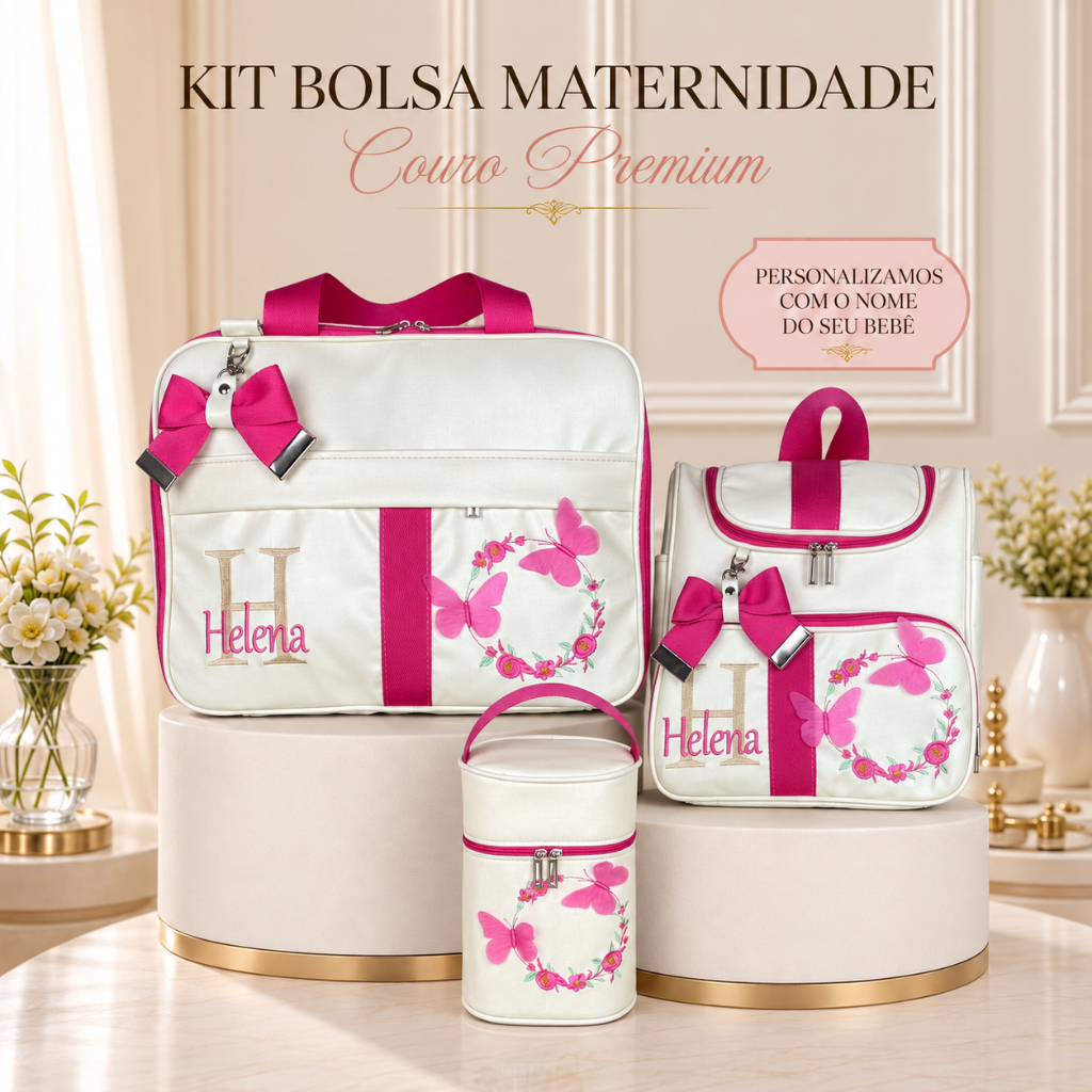 Bolsa Maternidade Super Luxo Personalizada com Nome para bebê menino e menina