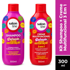 KIT SALON LINE CACHOS OSTENTAÇÃO SHAMPOO 300ML + CREME MULTIFUNCIONAL 3 EM 1 300ML