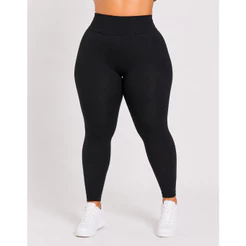 Calça Legging Plus Size Poliamida Premium Cós Alto Tecido Grosso Não Transparente Academia G1 ao G6 LegBrasil