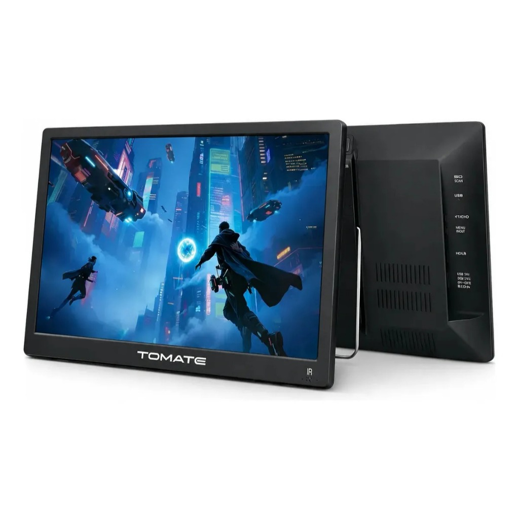 Monitor Portátil 14" TOMATE Inteligente ISDB Bluetooth HDMI 8ms com Alto-falante