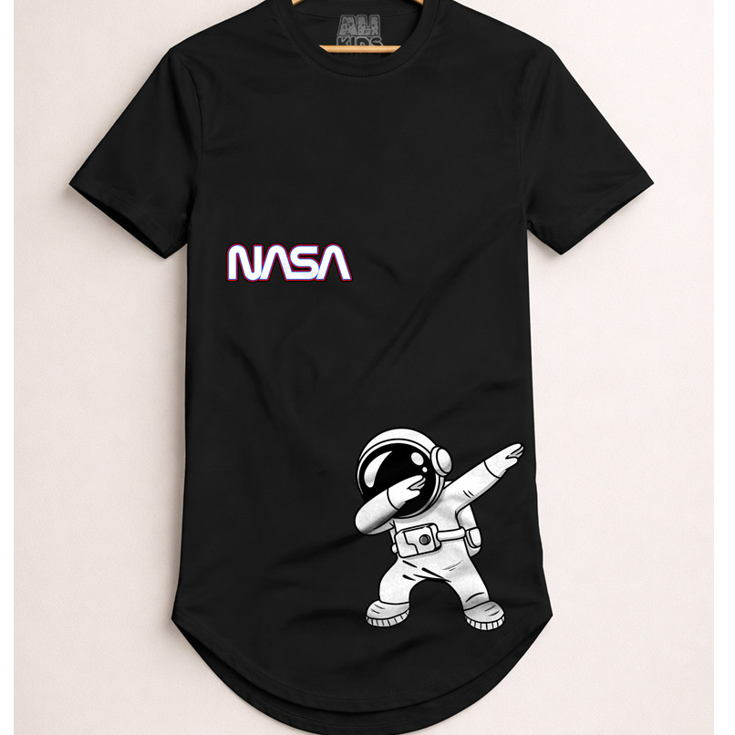 Camiseta Longline Infantil AstroDab Algodão Premium Confortável Roupa Criança Menino Menina 2 a 16